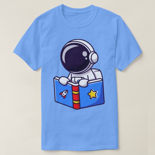 Camiseta Libro de lectura de Astronauta Cute (Diseño del anverso)