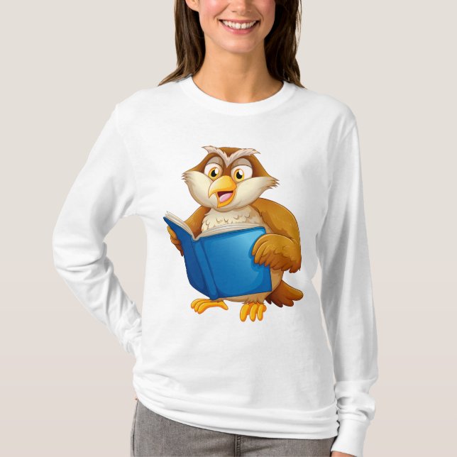 Camiseta Libro de lectura de búho sabio (Anverso)