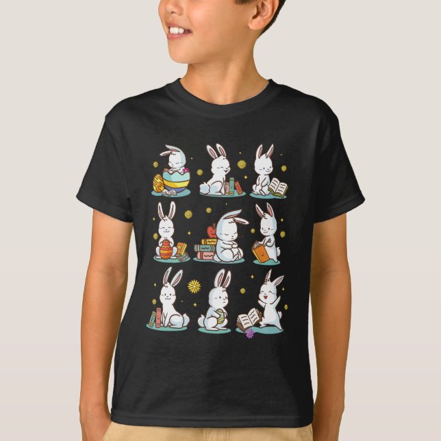 Camiseta Libro de lectura de Bunny Happy Easter Bookwords C (Anverso)