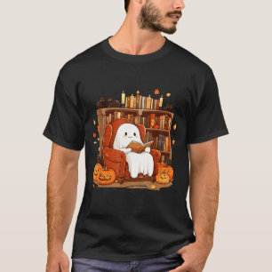 Camiseta Libro de lectura de fantasmas con gato negro Hallo