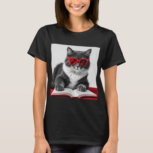 Camiseta Libro de lectura de gatos (Anverso)