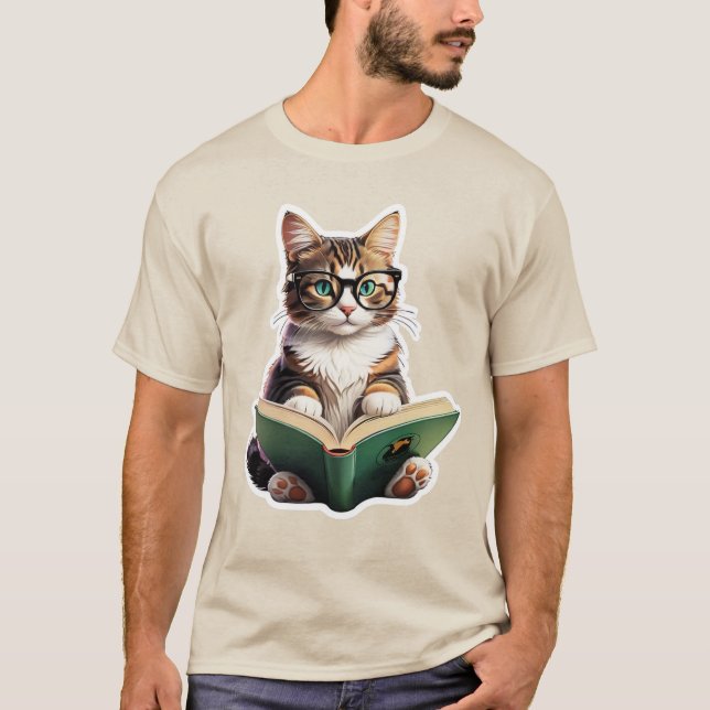 Camiseta Libro de lectura de gatos (Anverso)