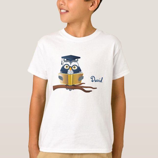 Camiseta Libro de lectura elegante del búho el | (Anverso)