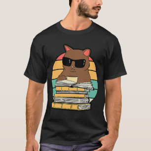 Camiseta libro de libros de gatos leyendo gafas de sol de g
