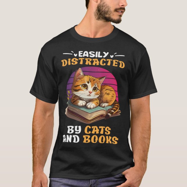 Camiseta Libro de libros para aficionados al gato y lectore (Anverso)