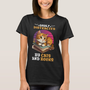 Camiseta Libro de libros para aficionados al gato y lectore