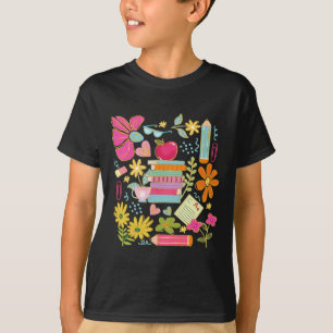 Camiseta Libro de Maestra de Flor Boho Apple Pencil Diverti