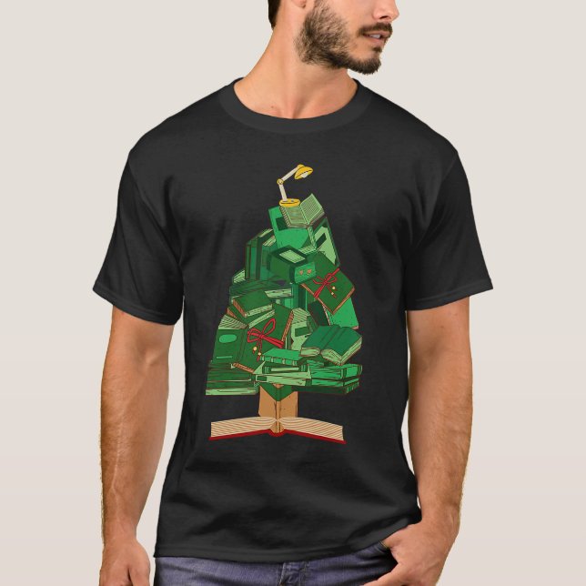 Camiseta Libro de Navidad Stack Holiday Tree Pile Bookwy (Anverso)
