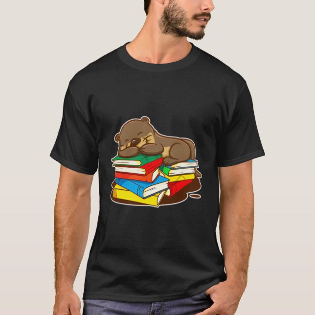 Camiseta Libro De Otter Marítimo Leyendo Gif Para Profesore (Anverso)
