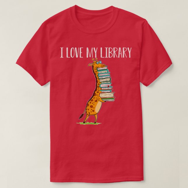 Camiseta Libro divertido leyendo jirafa me encanta mi bibli (Diseño del anverso)