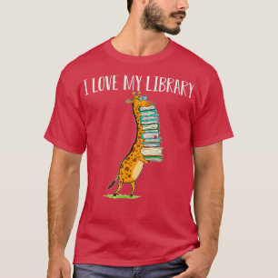 Camiseta Libro divertido leyendo jirafa me encanta mi bibli