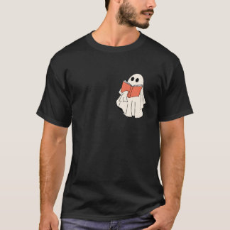 Camiseta Libro fantasma leyendo libros de Halloween más pro