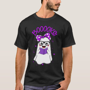 Camiseta Libro fantasma lindo leyendo Halloween morado grac
