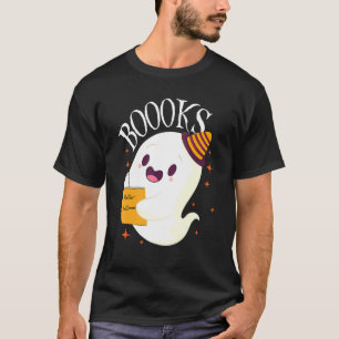 Camiseta Libro fantasma lindo leyendo libros de halloween p