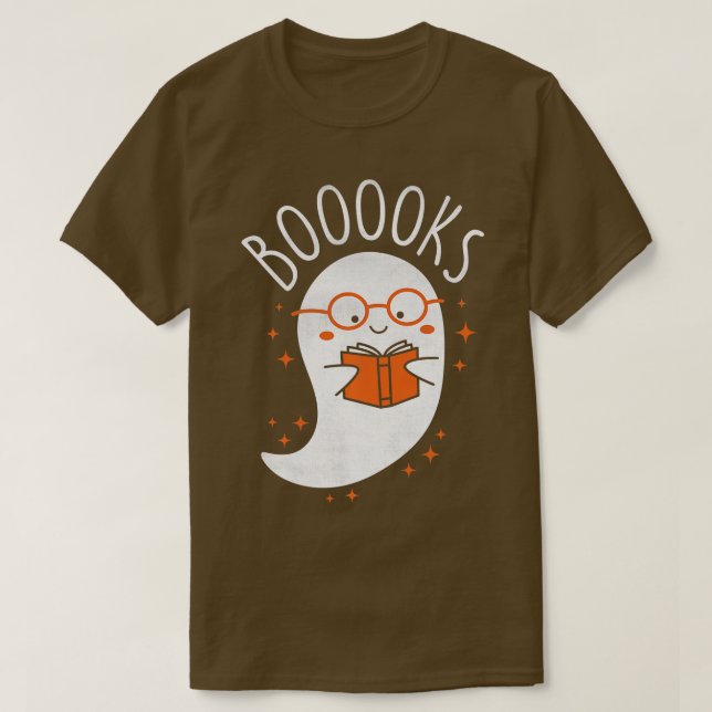 Camiseta Libro fantasma lindo leyendo profesor de Halloween (Diseño del anverso)