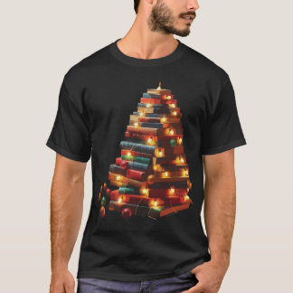 Camiseta Libro festivo Árbol de Navidad con luces de cadena