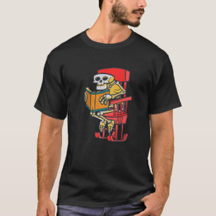 Camiseta libro interesante leyendo esqueleto de anciano