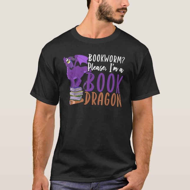 Camiseta Libro leyendo librogusano bibliotecario dragón de  (Anverso)