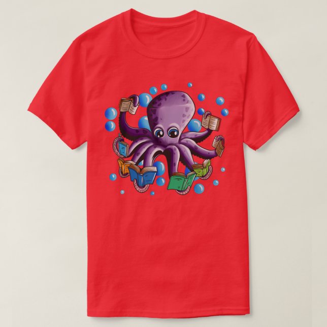 Camiseta Libro Lover Leer libro Calamar Octopus Ama los lib (Diseño del anverso)
