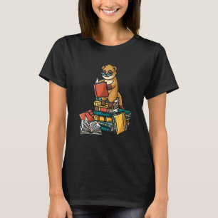 Camiseta Libro Meerkat Sentado En Pila De Libros Gusano De 