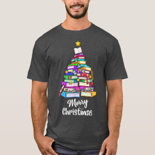Camiseta Libro Navidad Árbol de Navidad Encendido Bibliotec