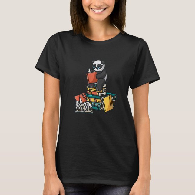 Camiseta Libro Panda Sentado En Pila De Libros Gusano De Li (Anverso)