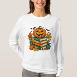Camiseta Libro Temático de Fiesta de Halloween para Maestro