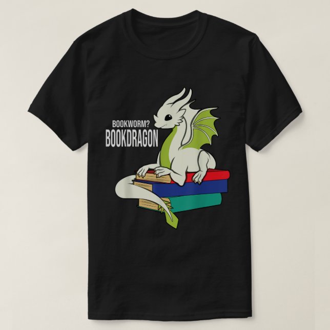 Camiseta Libro Worm Bookworm Dragon leyendo libros T-Shirt  (Diseño del anverso)