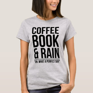 Camiseta libro y lluvia del café