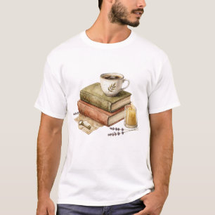 Camiseta Libros Académicos Oscuros Acogedores con Vela de C