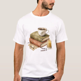 Camiseta Libros Académicos Oscuros Acogedores con Vela de C