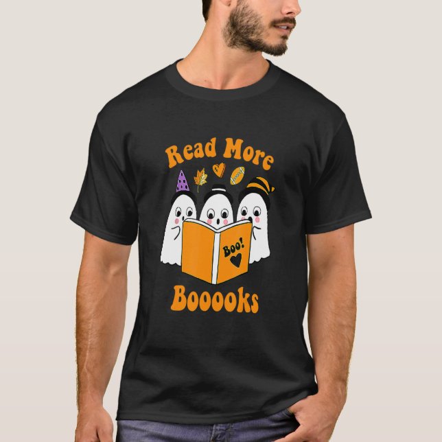 Camiseta Libros adorables Fantasma Leer más libros Profesor (Anverso)