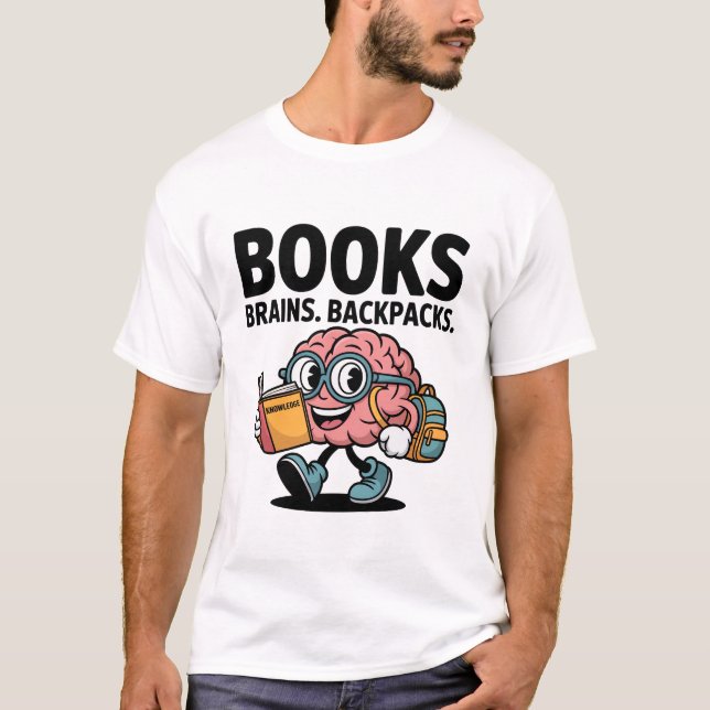 Camiseta Libros Brains Mochilas Funny School Brain Brain (Anverso)