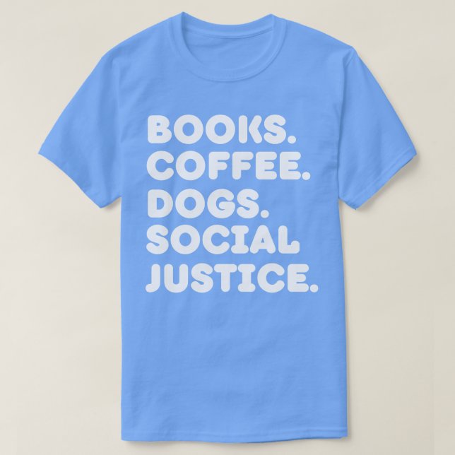 Camiseta Libros café perros justicia social (Diseño del anverso)