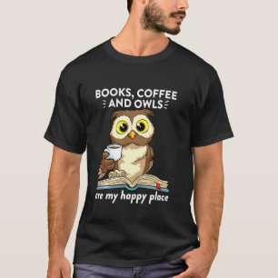 Camiseta Libros Café y Búhos Profesor Estudiante Leyendo