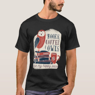 Camiseta Libros Café Y Lechuzas Leyendo Diseño Para Navidad