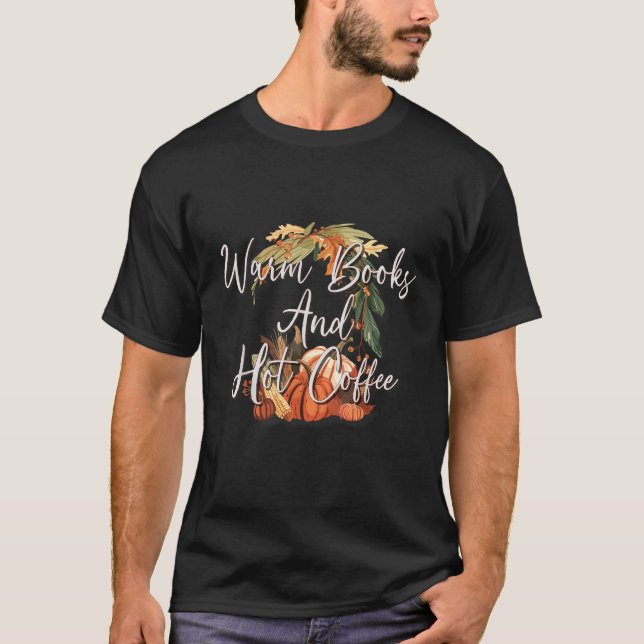 Camiseta Libros cálidos y café caliente (Anverso)