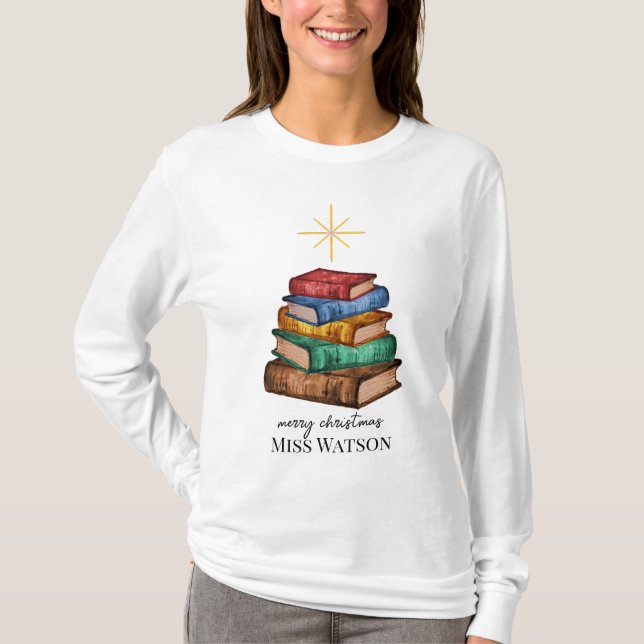Camiseta Libros Camisas personalizadas del profesor del árb (Anverso)