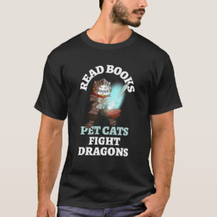 Camiseta Libros Cats Dragons Funny Knight Bookish Reading B