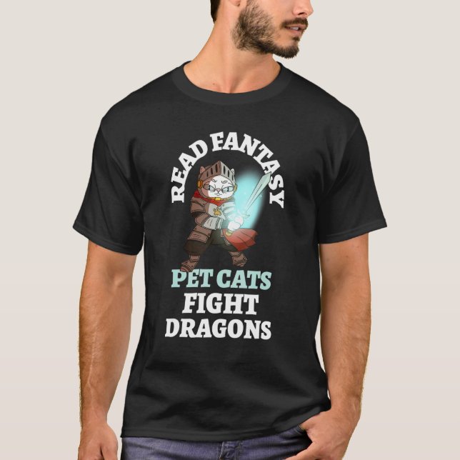 Camiseta Libros Cats Dragons Knight Bookish Fantasy Bibliop (Anverso)