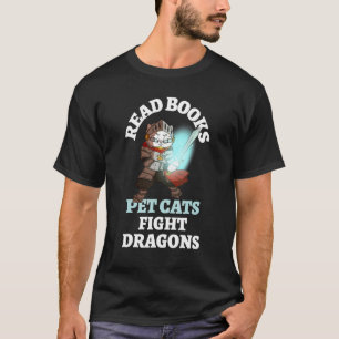 Camiseta Libros Cats Dragons Knight Bookish Reading Bibliop
