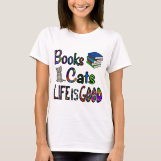 Camiseta Libros Cats Life Is Good T-shirt
