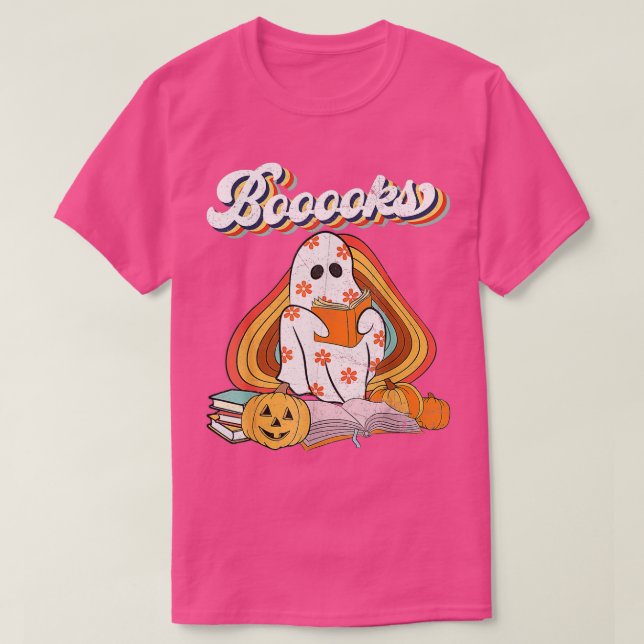 Camiseta ¡Libros! Cute fantasma leyendo libros de la biblio (Diseño del anverso)