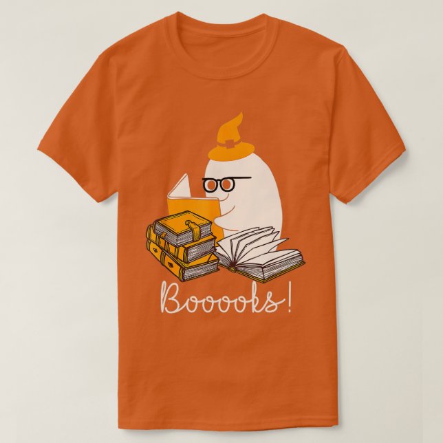 Camiseta ¡Libros! Cute fantasma leyendo libros de la biblio (Diseño del anverso)