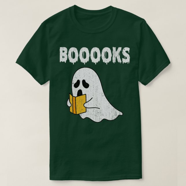 Camiseta ¡Libros! Cute fantasma leyendo libros de la biblio (Diseño del anverso)