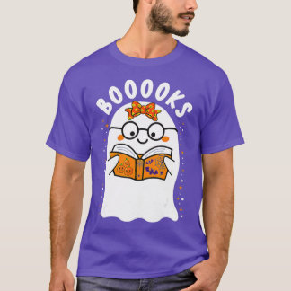 Camiseta ¡Libros! Cute fantasma leyendo libros de la biblio