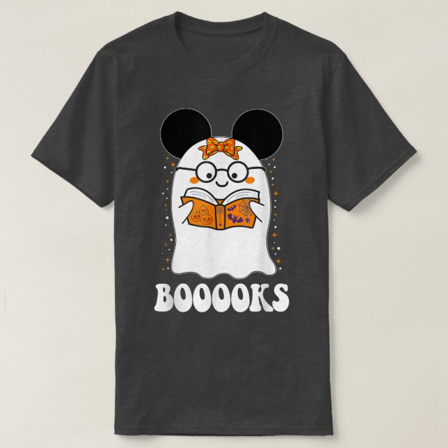 Camiseta ¡Libros! Cute fantasma leyendo libros de la biblio (Diseño del anverso)