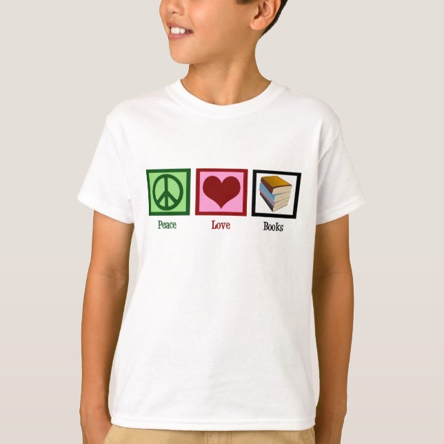 Camiseta Libros de amor por la paz adoran a los niños de lo (Anverso)