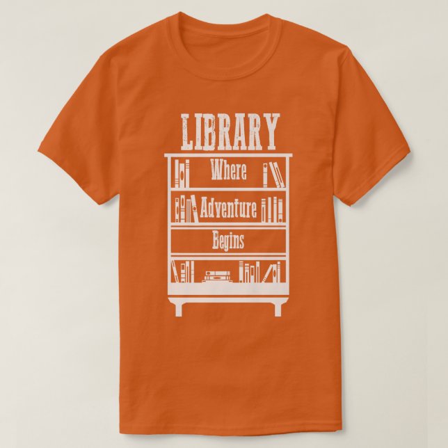 Camiseta Libros de biblioteca donde empieza la aventura (Diseño del anverso)