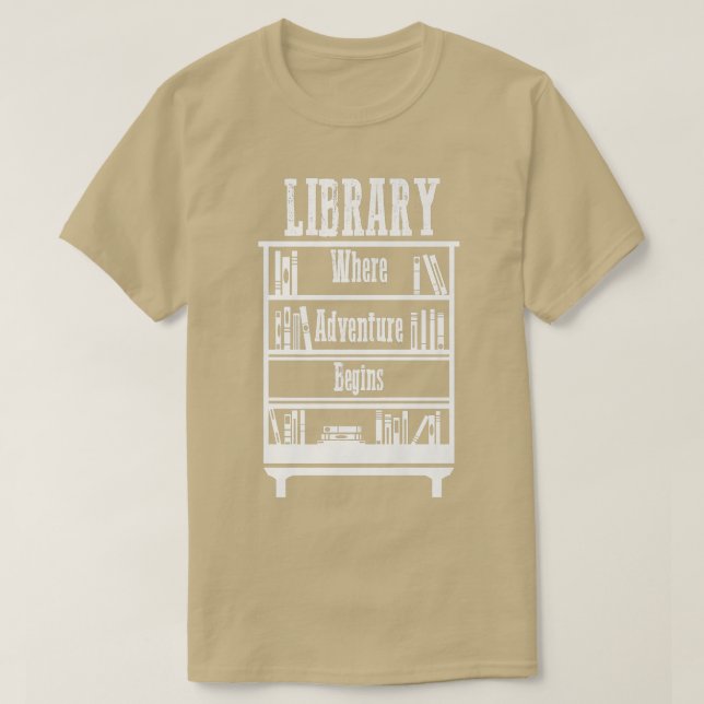 Camiseta Libros de biblioteca donde empieza la aventura (Diseño del anverso)